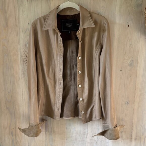 Coach Jackets & Blazers - Coach Leather Shirt Jacket Size 8